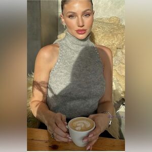 Zara Gray Cowl Neck Sleeveless Sweater